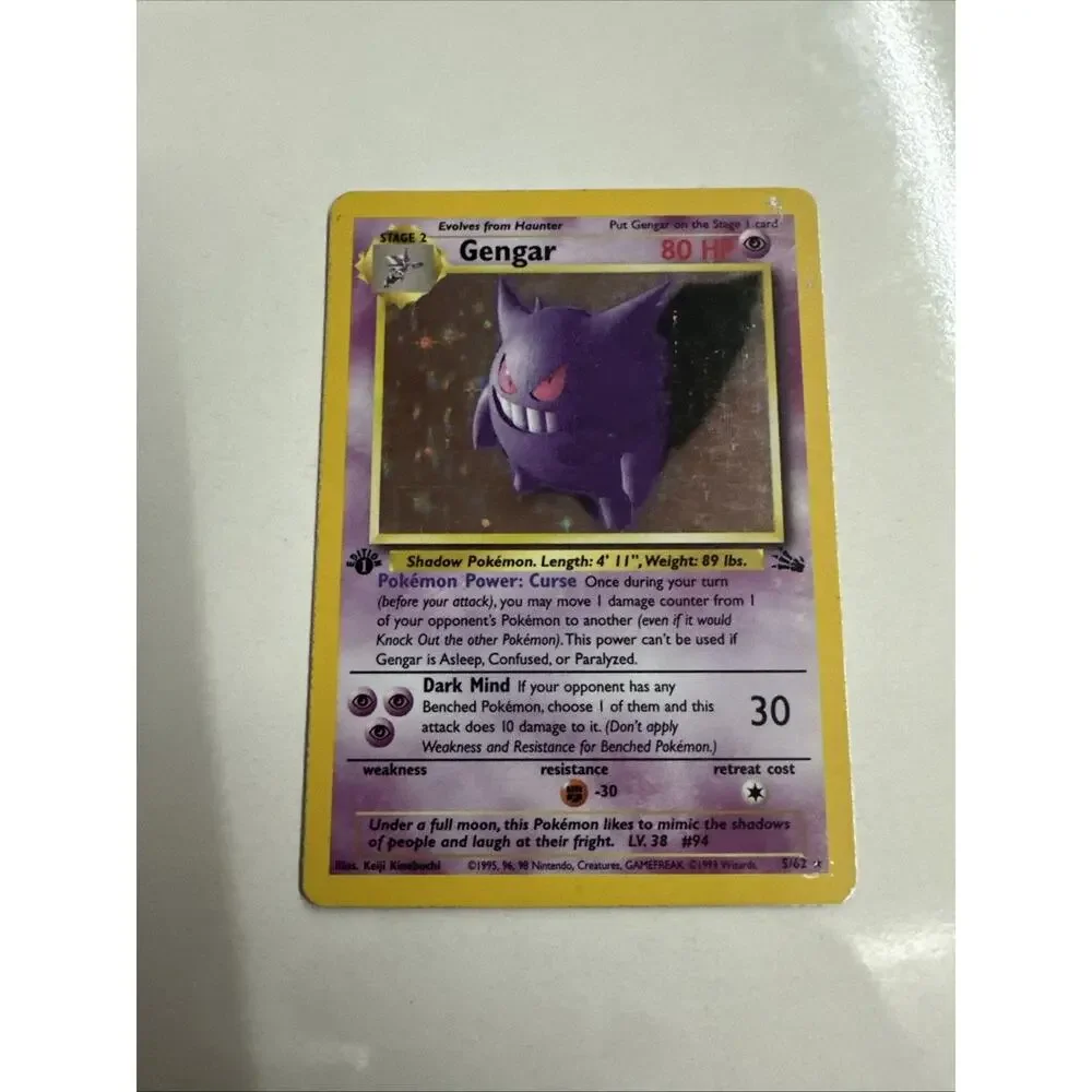 1999 Pokemon Fossil 1st Edition Gengar Holo 5/62 WOTC Vintage - MP